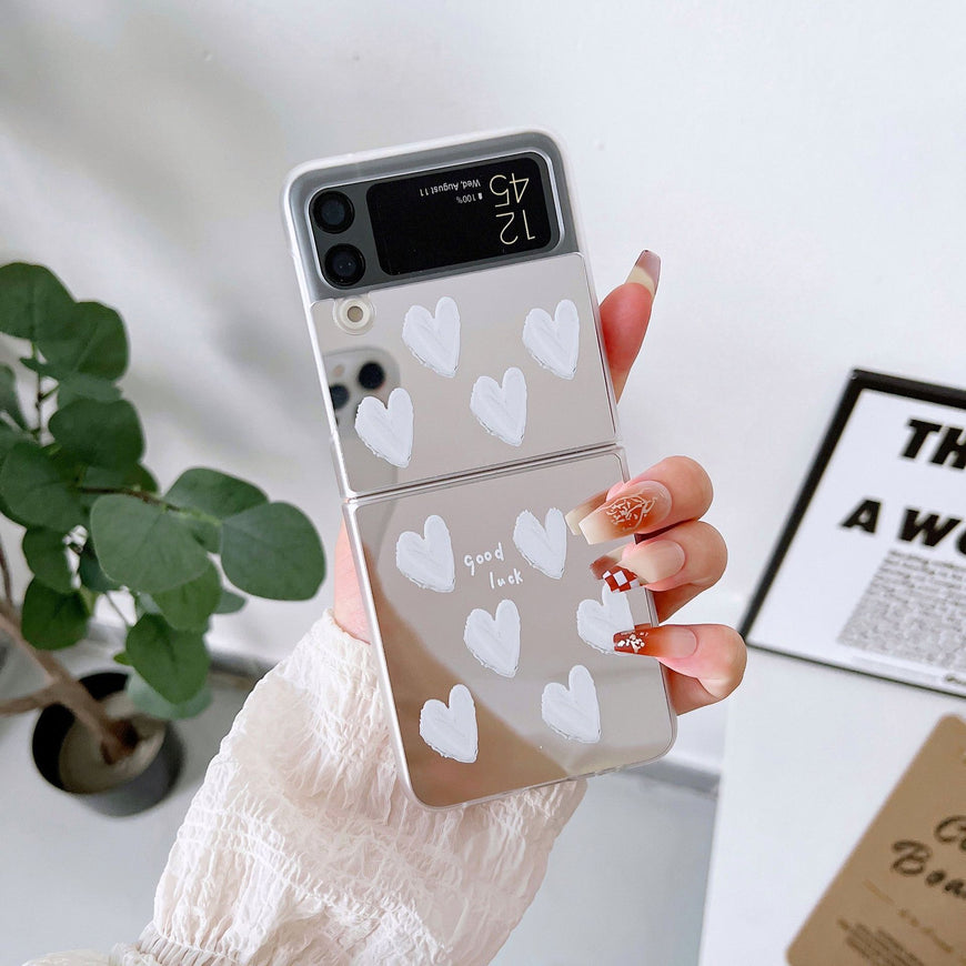 Mirror Face Love Folding Mobile Phone Protective Case