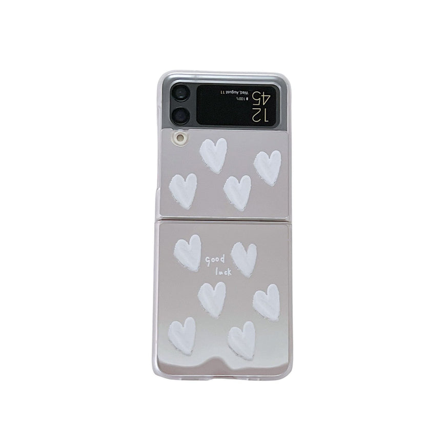 Mirror Face Love Folding Mobile Phone Protective Case