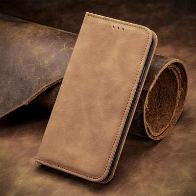 Flip Business Pure Color Mobile Phone Leather Case